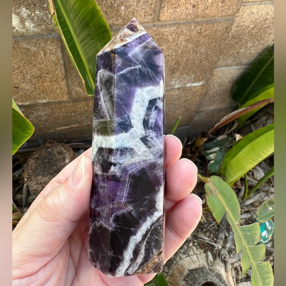 Chevron Amethyst Crystal Tower